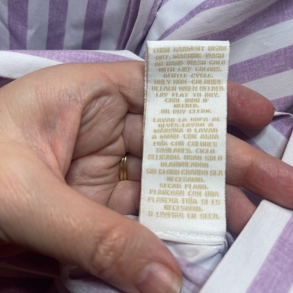 Hope & Harlow striped button down cropped mixed stripe purple preppy nautical S - Picture 10 of 11